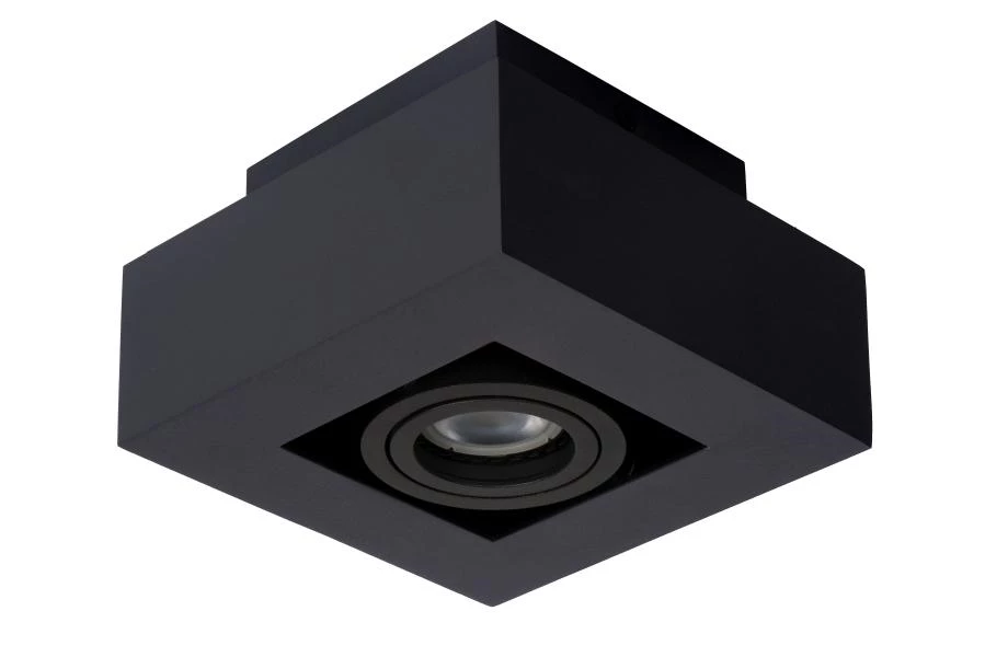 Lucide XIRAX - Plafondspot - LED Dim to warm - GU10 - 1x5W 2200K/3000K - Zwart - uitgezet